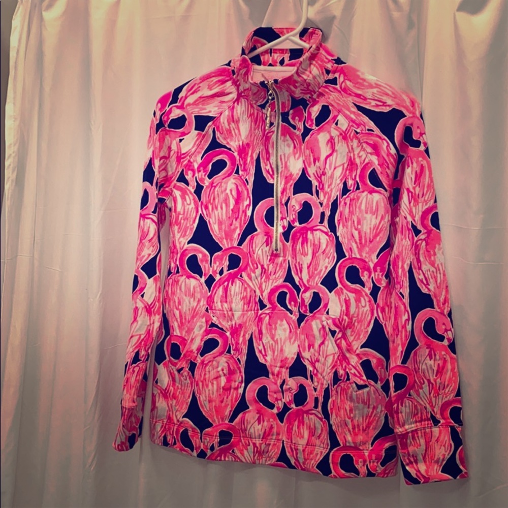 Flamingo printed pull over Lilly Pulitzer top